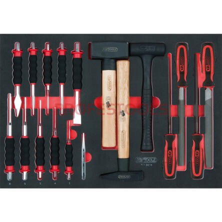 Wybijaki, przecinaki, młotki, pilniki 18szt  wkładka 1/1 KS TOOLS 711.0018