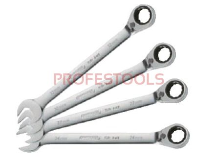 KS TOOLS Zestaw kluczy płasko-oczkowych z grzechotką 24-27-30-32 mm, odgięty 4 sz. 503.4601