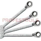 KS TOOLS Zestaw kluczy płasko-oczkowych z grzechotką 24-27-30-32 mm, odgięty 4 sz. 503.4601