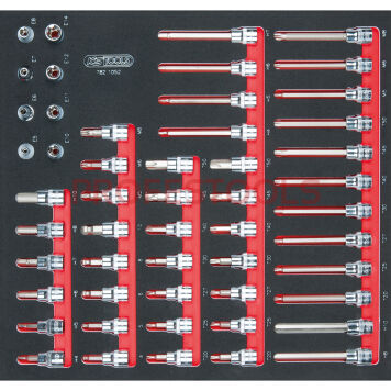 Nasadki 3/8" z grotami 6-kt,TORX, XZN 52szt CHROME wkładka 2/3 KS TOOLS 782.1052