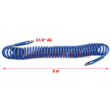 Wąż pneumatyczny spiralny FI=6mm L= 8m wtyk 1/4" KS TOOLS 515.3330