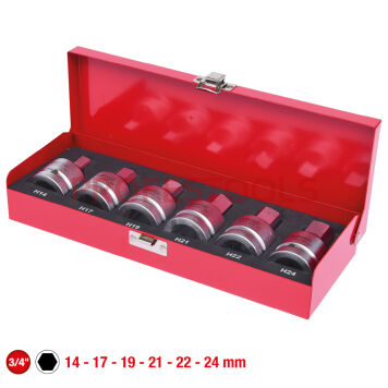 Zestaw nasadek udarowych 3/4" z grotem 6-kątnym 6szt 14-24mm krótkie KS TOOLS 515.0000