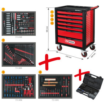 Wózek narzędziowy z wyposażeniem 515 elementów RACINGline KS TOOLS 826.7515