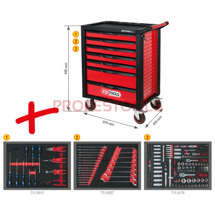  Wózek narzędziowy z wyposażeniem 215 elementów MASTERline KS TOOLS 876.7215