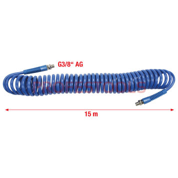 Wąż pneumatyczny spiralny FI=10 mm L=15m wtyk 3/8" KS TOOLS 515.3340