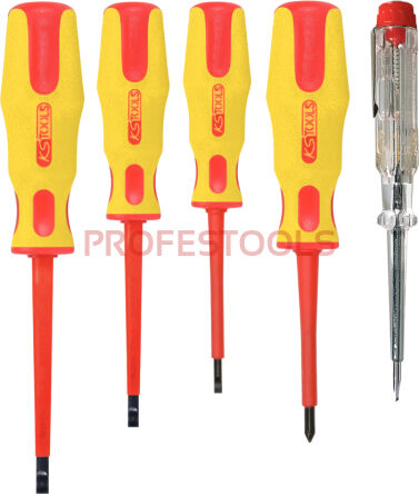 KS TOOLS Zestaw wkrętaków izolowyanych 1000 V 5sz. płaskie+PH+próbnik ERGOTORQUE 117.0540