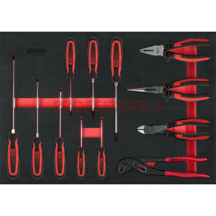 Szczypce, wkrętaki PH+ płaskie 12szt  wkładka 1/1 KS TOOLS 711.0013