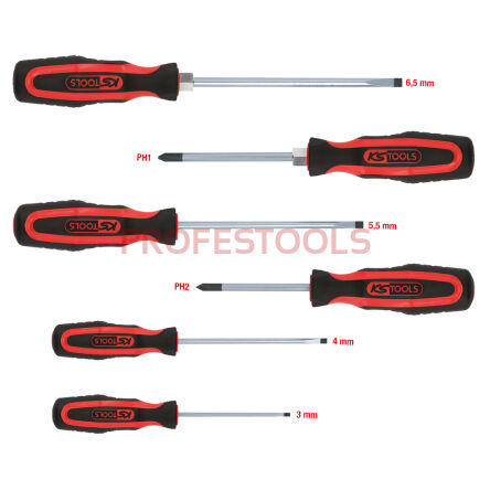 Zestaw wkrętaków 6sz. płaskie+PH ERGOTORQUE KS TOOLS 159.0010	 