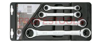 KS TOOLS Zestaw kluczy oczkowych z grzechotką TORX TX-E E6 x E24, 4sz. 