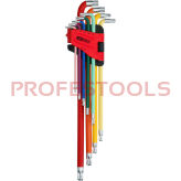 Klucze imbusowe TORX z kulką bardzo długie 9szt T10-T50 kolorowe KS TOOLS 151.5210