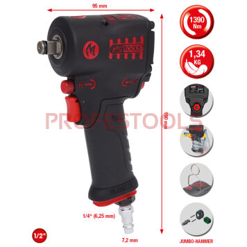 Pneumatyczny klucz udarowy 1/2" 1390Nm 1,34kg miniMONSTER KS TOOLS 515.1270