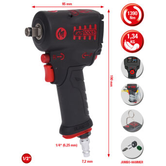 Pneumatyczny klucz udarowy 1/2" 1390Nm 1,34kg miniMONSTER KS TOOLS 515.1270