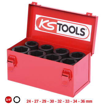 Zestaw nasadek udarowych 3/4" 6-kątnych 8szt 24-36mm długie KS TOOLS 515.0510