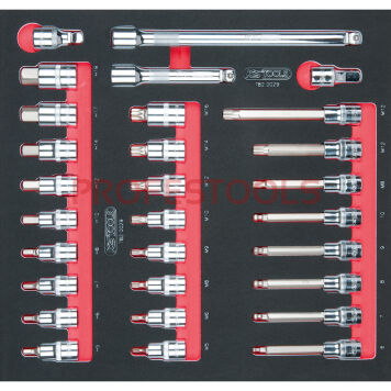 Nasadki 1/2" z grotami 6-kt + XZN 29szt CHROME wkładka 2/3 KS TOOLS 782.0029