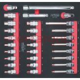 Nasadki 1/2" z grotami 6-kt + XZN 29szt CHROME wkładka 2/3 KS TOOLS 782.0029