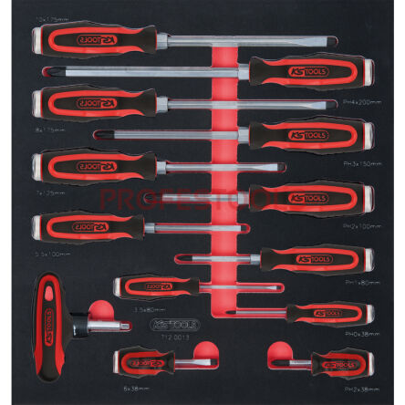 Wkrętaki do pobijania P/L + płaskie 13szt wkładka 2/3 KS TOOLS 712.0013