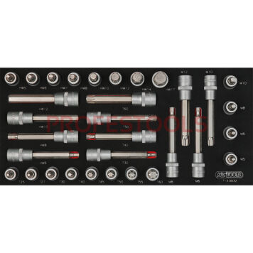 Nasadki 1/2" z grotami 6-kt + TORX + XZN 32szt wkładka 1/3 KS TOOLS 713.0032