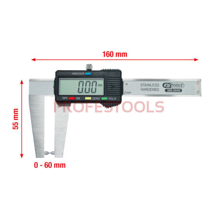 Suwmiarka elektroniczna do tarcz hamulcowych 0-60mm dokładność +/- 0.03 KS TOOLS 300.0540