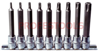 KS TOOLS Zestaw nasadek 3/8" z grotem TORX TB20-TB60 z otworem długie CLASSIC 9sz. 911.3980