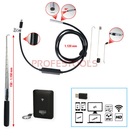 Endoskop WIFI do smartfona FI= 3,9mm kamera przednia 0' KS TOOLS 550.7520